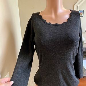 Philosophy Gray Scalloped Sweater Size M
